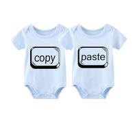 YSCULBUTOL Copy Paste Twins Bodysuit Funny Baby Twins Clothes Cute Ctrl C Ctrl V Romper One Piece - blue - 0-3 Months