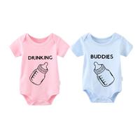 YSCULBUTOL Drinking Buddies Baby Funny Twin Bodysuit Twin boy Girl Matching Outfits Twins Clothes - - 4-6 Months