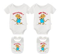 YSCULBUTOL Twin Bodysuit 2 Pack Baby Girls & Boys Perfect Fun Shower Gift Newborn Twins Outfit - Orange - 3-6 Months