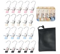 YSDINK 20pcs Portable Laundry Hooks, Non-slip Rotatable Clothes Pegs, Multi-Functional Metal Hangers for Coats, Hats, Towels, Socks, Boots, and Pants, Ideal for Home and Travel Use (Colorful)