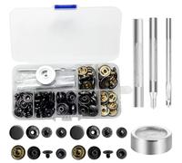 YSDINK 24 Sets 15mm Metal Snap Fasteners Kit, Heavy Duty Leather Snaps with 4 Setter Tools for Jackets, Jeans, Belt, and DIY Crafts - Made of Brass Rust-Proof Press Studs (Gun Black)