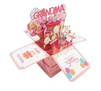 YSDINK Charming 3D Birthday Card for Her - Pop Up Fireworks Balloon Gift Box with Envelope, Unique Greeting Card for Wife, Mom, Daughter, Sister & Friends (GRANDMA)
