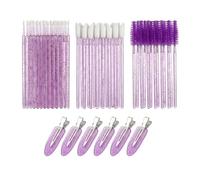 YSDINK Disposable Mascara Wands and Lip Wands Set,Makeup Tool Kit with Plastic Box Include 50PCS Eyelash Eyebrow Brushes,50PCS Lip Brushes,100PCS Micro Makeup Brushes,6PCS Hair Clips (Crystal Purple)