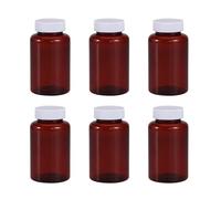 YSDINK Empty Capsules,Plastic Pill Containers with Secure Caps for Liquid,Solid,Powder,Chemical Storage, Refillable Travel Medicine Organizer for Vitamins,Medication,Supplements (Amber, 80ml 6-Pack)