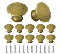 YSDMY 12 Pcs Antique Bronzy Cabinet Knobs with 25mm Screws,Vintage Cabinet Handles Cupboard Handles 30mm Retro Bronze Drawer Pull Knobs, Pull Handle for Cupboard Wardrobe Furniture Hardware (Brass)