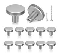 YSDMY 12 Pcs Cupboard Knobs,Door Knobs for Cupboards Cupboard Handles 30mm Round Kitchen Door Knobs with Two Size Screws, Antique Knobs Pull Handle for Cupboard Wardrobe Furniture Hardware(Silver)