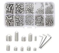 YSDMY 308 Pcs Grub Screw Mixed,M3/M4/M5 Grub Screws Assorted,Stainless Steel Cone Point Grub Screws with Allen Key for Door Handles