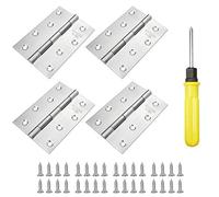 YSDMY 4 Pcs Timber Door Hinges(4Inch),100mm Stainless Steel Garage Goor Hinges, Fold Butt Hinges with Screws and Screwdriver, Perfect Furniture Hardware Accessories for Wood Doors(Thickness 1.3 MM)