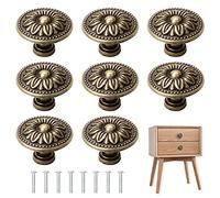 YSDMY 8 Pcs Antique Bronzy Cabinet Knobs,Vintage Cabinet Handles Cupboard Handles Retro Bronze Drawer Pull Knobs, Pull Handle for Cupboard Wardrobe Furniture Hardware, 30mm Diameter