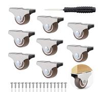 YSDMY 8 Pcs Castor Wheels 25mm Castors for Furniture up to 96KG Silent Small Castors with Screwdriver,Fixed Castor Wheels Furniture Castors Wheels for Furniture Trash Can Box