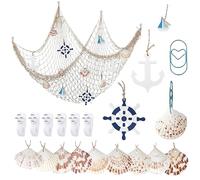 YSDMY Decorative Fishing Net 1M*2M With Sea Shells - Nautical Ornaments for Home Bedroom Mediterranean Party Decor