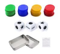YSDYY 1 Box Dice Game Set, Portable Lrc Dice Game Set, Interactive Toy Game Dice, 4 Color Chip Game Dice Set For School, Home Party (3 Dice, 40 Colorful Chips)
