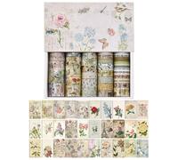 YSDYY 1 Box Of Gold Stamping And Paper Tape, 1 Pack Of Floral Material Paper, Classic Retro Handbook Tape, Diy And Paper Tape Set, Scrapbook Decorative Tape
