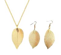 YSDYY 1 Gold Leaf Necklace and 1 Pair of Leaf Earrings, Creative Jewelry, Adjustable Necklace, Simple Style Jewelry