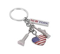 YSDYY 1 Piece I Love New York Keychain, New York Architecture Pendant, Heart-Shaped Flag, Travel Souvenir, Car Key Decoration, Multicolor