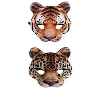 YSDYY 1 Piece Leopard Mask & 1 Piece Tiger Mask, Animal Print, Unisex, 3+