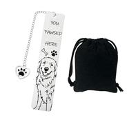YSDYY 1 Piece Reading Bookmark, Golden Retriever Pattern, Stainless Steel, 1 Piece Storage Bag, Velvet, Dog Lovers Gift
