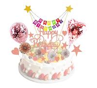 YSDYY 1 Set Of Cake Decoration Inserts And 1 Piece Of Flag Pull Insert, Cake Accessories, Shiny Cake Inserts, Birthday Party Supplies