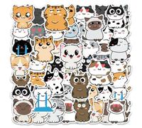 YSDYY 100 Sheets Of Cartoon Cat Stickers, Cute Animal Stickers, Vinyl Waterproof Graffiti Stickers, Fun Decorative Stickers, Scrapbook Stickers, Diy Decorative Stickers