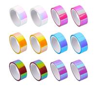 YSDYY 12 Rolls Of Laser Gradient Tape, Self-Adhesive Colored Glitter Tape, Diy Art Deco Tape, Hand-Door Scrapbook Sticker Decoration, Creative Tape