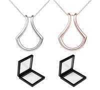 YSDYY 2-Piece Ring Stand Necklace, 2-Piece Jewelry Storage Box, Simple Solid Color Metal Necklace, Women's Fashion Jewelry, Creative Pendant Necklace