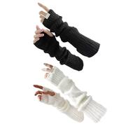 YSDYY 2 Pieces Fingerless Arm Warmers, Knitted Arm Warmers, Simple Warm Arm Warmers, Women'S Autumn And Winter Warm Arm Warmers, Fashionable Long Arm Warmers