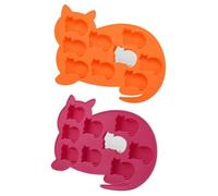 YSDYY 2 Pieces Kitten Molds, Silicone, Orange & Rose Red, Creative Dessert & Snack Molds