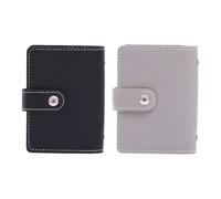 YSDYY 2 Pieces Mini Card Bag, Pu Leather Card Bag, Multi-Component Card Bag, Portable Card Bag, Simple Design Card Bag (Black, Gray)