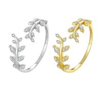 YSDYY 2 Pieces of Branch-Shaped Rings, Rhinestone Rings, Simple Jewelry, Women's Rings, Adjustable Rings