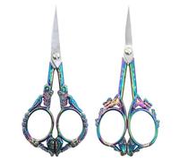 YSDYY 2 Pieces Of Colorful Sewing Scissors, Stainless Steel Small Scissors, Craft Scissors, Office Stationery Scissors, Suitable For Cutting Needlework, Paper, Cloth