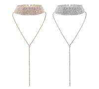 YSDYY 2 Pieces of Multi-Layered Diamond Necklaces, Fashionable Personalized Necklaces, Ele Necklaces, Women's Necklaces, Clothing Accessories (Silver, Gold)