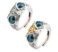 YSDYY 2 Pieces of Owl Rings, Vintage Rings, Animal Element Rings, Adjustable Rings, Creative Stickers