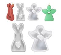 YSDYY 2 Pieces Of Rabbit Molds And 2 Pieces Of Angel Molds, Silicone Molds, Plaster Ornament Molds, Candle Molds, Creative Molds