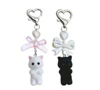 YSDYY 2 Pieces Plush Cat Keychain, Bow Cat Pendant, Cute Cat Keychain, Cartoon Cat Bag Pendant, Gift Keychain For Cat Lovers