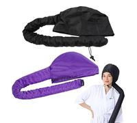 YSDYY 2 Pieces Purple & Black Hair Dryer Caps, Women & Girls, Classic Beanie, Quick Dry, Lightweight, Breathable