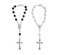 YSDYY 2 Pieces Rosary Chain, Truck Accessories Interior, Car Decoration Pendant, Cross Rosary Bracelet, Car Interior Pendant, Car Accessories