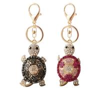 YSDYY 2 Pieces Turtle Keychain, Diamond-Enclosed, Alloy, Pink & Black, Women's Keychain