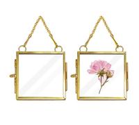 YSDYY 2 Pieces Wall-Mounted Photo Frames, Metal, Copper Color, 60x60mm, Retro Modern Style