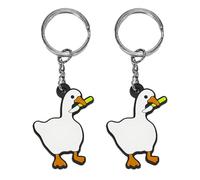 YSDYY 2 Pieces White Goose Keychains, Cute Cartoon Keychains, Bag Charms, Key Accessories Charms, Creative Keychain Gifts