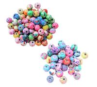 YSDYY 200 Pieces Of 8Mm Colored Soft Clay Loose Beads, 20 Pieces Of 12Mm Colored Soft Clay Loose Beads, Printed Round Beads, Bracelet Beads, Diy Jewelry Materials, Bracelet Jewelry Accessories