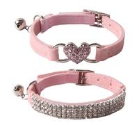 YSDYY 2Pcs Cat Collars, Rhinestone Cat And Dog Collars, Cat Collars With Bells, Cute Kitten Collars, Elastic Buckle Pet Collars, Adjustable Kitten Collars