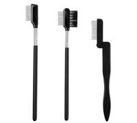 YSDYY 3-Piece Black Eyebrow Comb, Steel Tooth, Portable, Foldable, Multifunctional, Easy to Clean