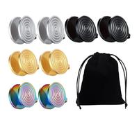YSDYY 4 Pairs of Round Ear Clips and 1 Piece Storage Bag, Creative Ear Clips, Fashionable and Personalized Earrings, Stainless Steel Clip Earrings