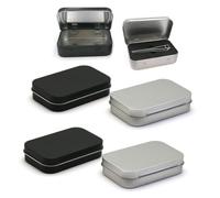 YSDYY 4-Piece Metal Storage Box Set, Mini Portable Tinplate Boxes, Black & Silver, 95*60*20mm, Ideal for Small Parts, Fishing Gear, Stationery & Jewelry Organization