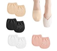 YSDYY 4pcs Cotton Non-Slip Half Socks - Invisible Forefoot Slippers for Pumps and High Heels Ballet (Black, White, Beige, Pink)