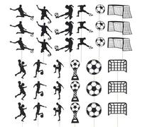 YSDYY 6 Sets Of Football Theme Plugins, Creative Boy Soccer Cake Plugins, Fun Cupcake Toppers, Kids Birthday Party Cake Decoration
