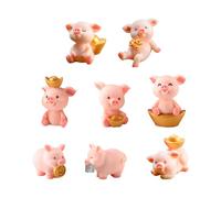 YSDYY 8 Pieces Of Pig Ornaments, Miniature Lucky Pig Figurine Ornaments, No. 1 Craft Resin Ornaments, Miniature Cute Cartoon Decorations, Desktop Ornaments Crafts