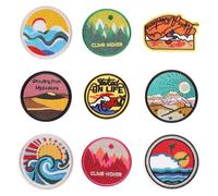 YSDYY 9 Pieces Landscape Themed Patches, Round Patches, Embroidered Patches, Suitable For Jeans, Jackets, Hats, Backpacks