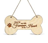 YSEA 1 Dog Memorial Gift, Wooden Bone Hanging Ornament, Pet Loss Keepsake | 10cm x 5cm wood, Heartfelt remembrance quote, Rustic bone-shaped plaque, Sympathy gift for pet loss, Durable hanging tribute