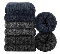 YSense Beau 6 Pairs Men's Socks Merino Wool Winter Thermal Soft Classic Thick Business Chunky Socks Breathable Premium Hiking Socks Sweat Wicking Lightweight Wool Socks Gift for Men